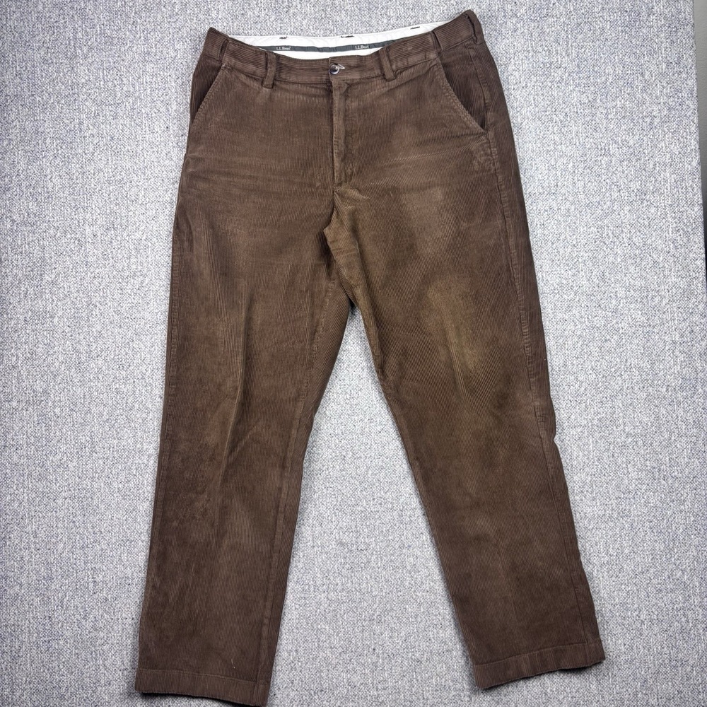 L.L. Bean Pants Mens 36x32 Brown Stretch Country Corduroy Pants Comfort Fit